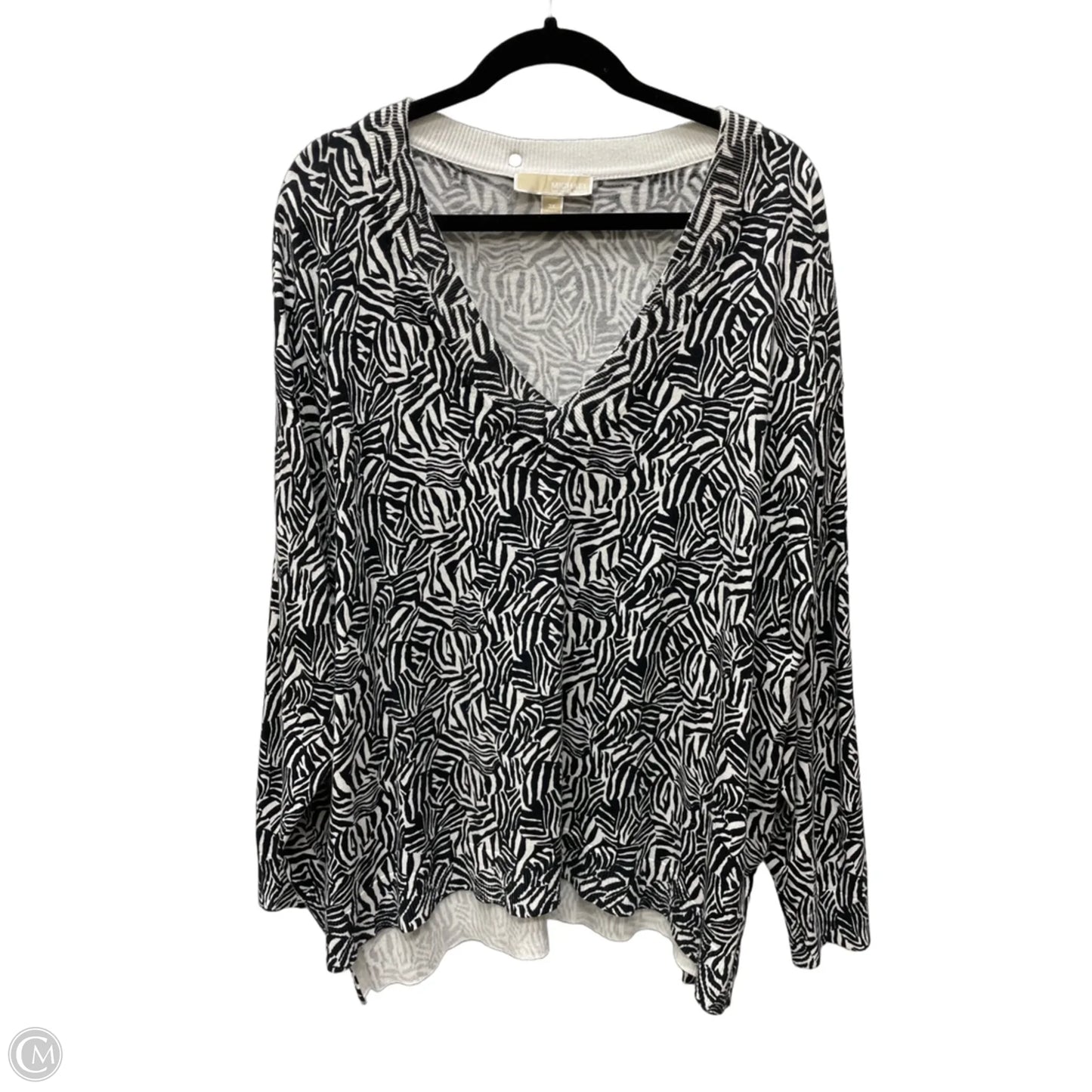 Top Long Sleeve By Michael By Michael Kors In Black & White, Size: 3x