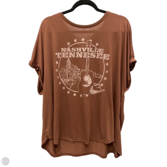 Top Short Sleeve By Terra & Sky In Brown, Size: 3x