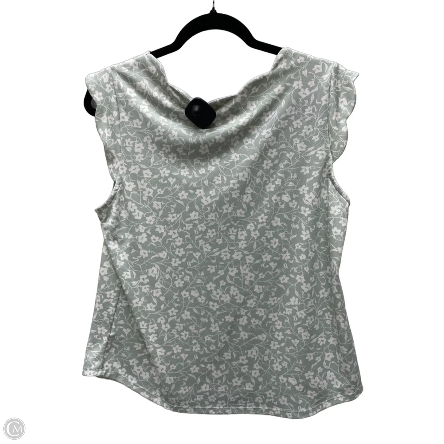 Top Sleeveless By Monteau In Green & White, Size: L