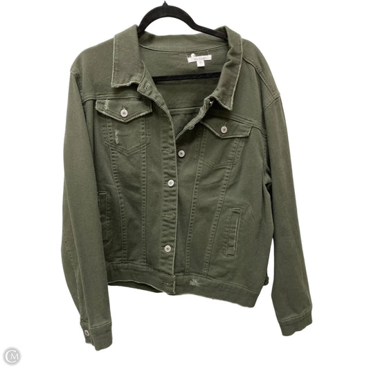 Jacket Denim By Sts Blue In Green, Size: 1x