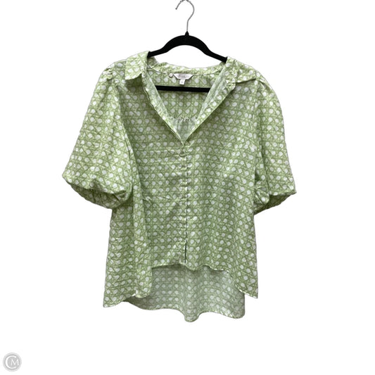 Top Short Sleeve By Crown And Ivy In Green & White, Size: Xl