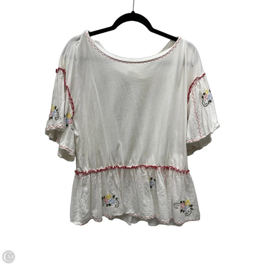 Top Short Sleeve By Anthropologie In Cream, Size: L