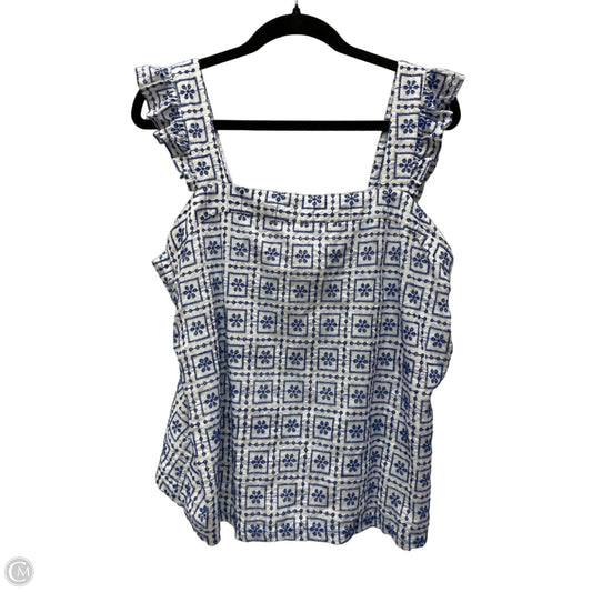 Top Sleeveless By Versona In Blue & White, Size: L