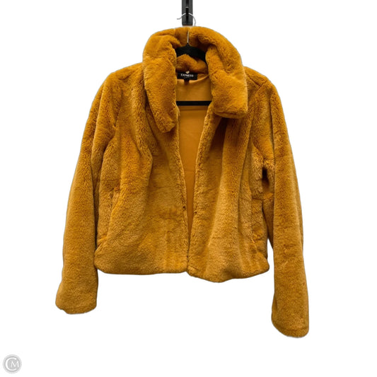 Coat Faux Fur & Sherpa By Express In Gold, Size: S
