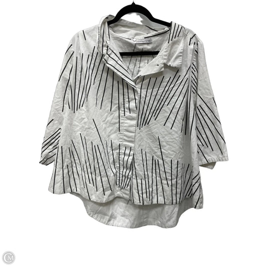 Top 3/4 Sleeve By Clothes Mentor In Black & White, Size: L