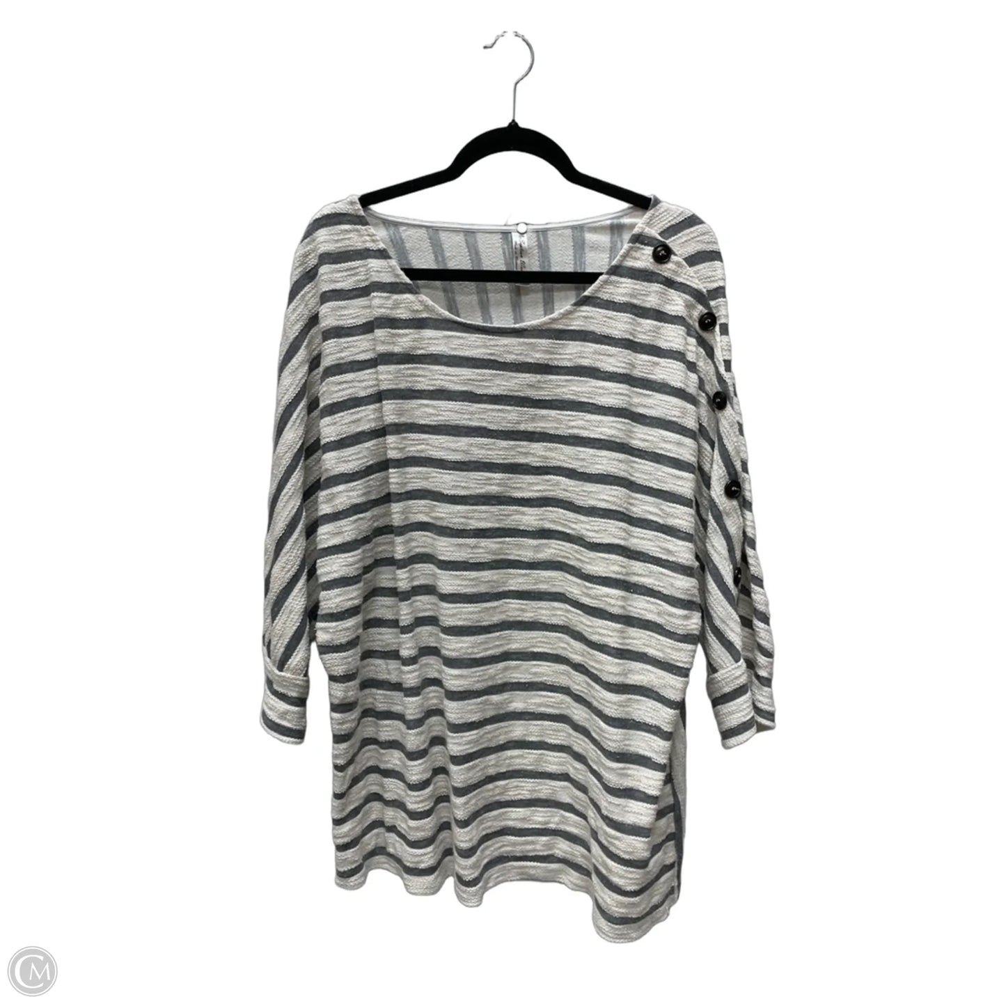 Top Short Sleeve By Per Se In Striped Pattern, Size: 3x