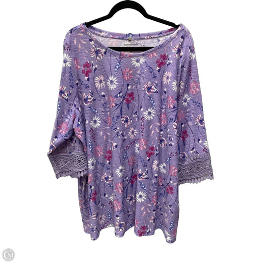 Top 3/4 Sleeve By Woman Within In Floral Print, Size: 2x