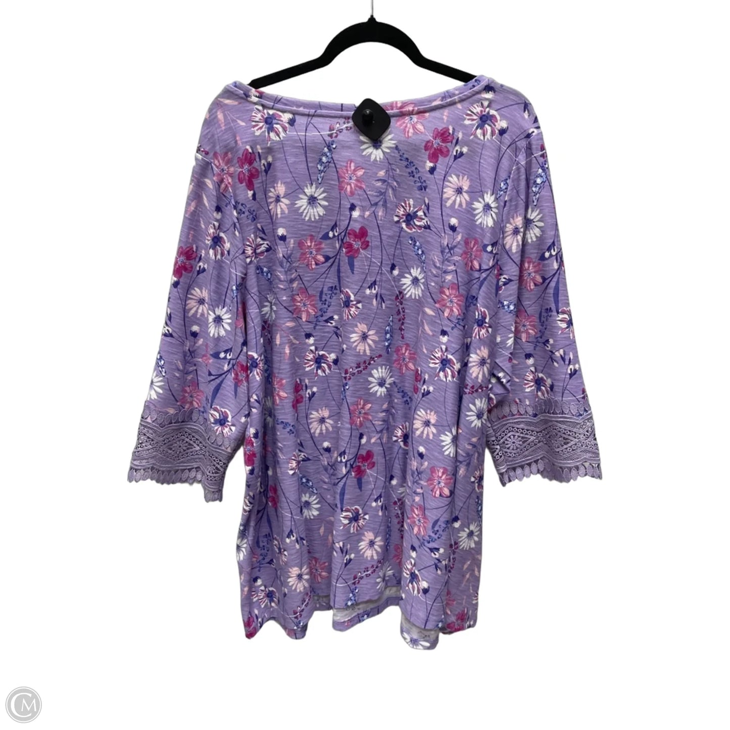 Top 3/4 Sleeve By Woman Within In Floral Print, Size: 2x