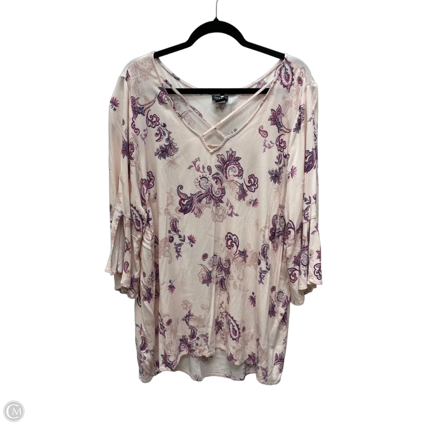 Tunic 3/4 Sleeve By Torrid In Pink & Purple, Size: 3x