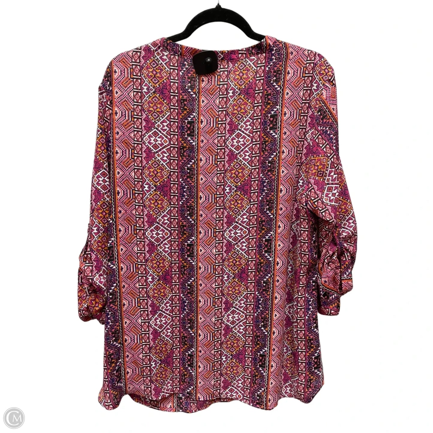 Top 3/4 Sleeve By Faded Glory In Geometric Pattern, Size: 2x