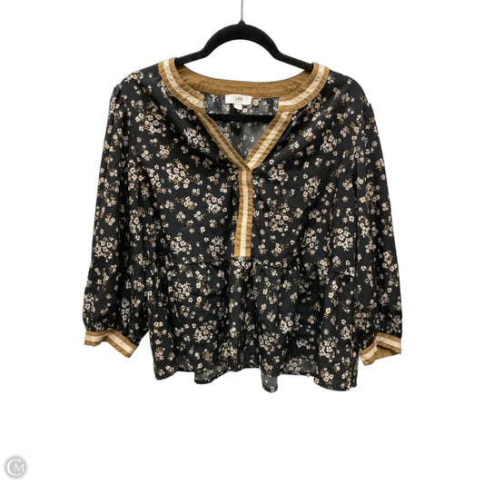 Top 3/4 Sleeve By Oddi In Floral Print, Size: M