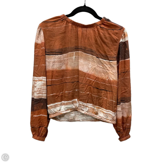 Top Long Sleeve By Bella Dahl In Brown & Cream, Size: S