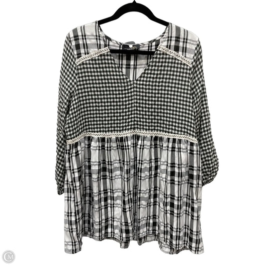 Top 3/4 Sleeve By Suzanne Betro In Checkered Pattern, Size: Xl
