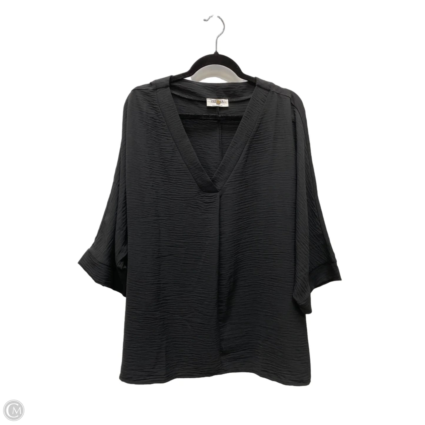Top Short Sleeve By Zenana In Black, Size: 1x