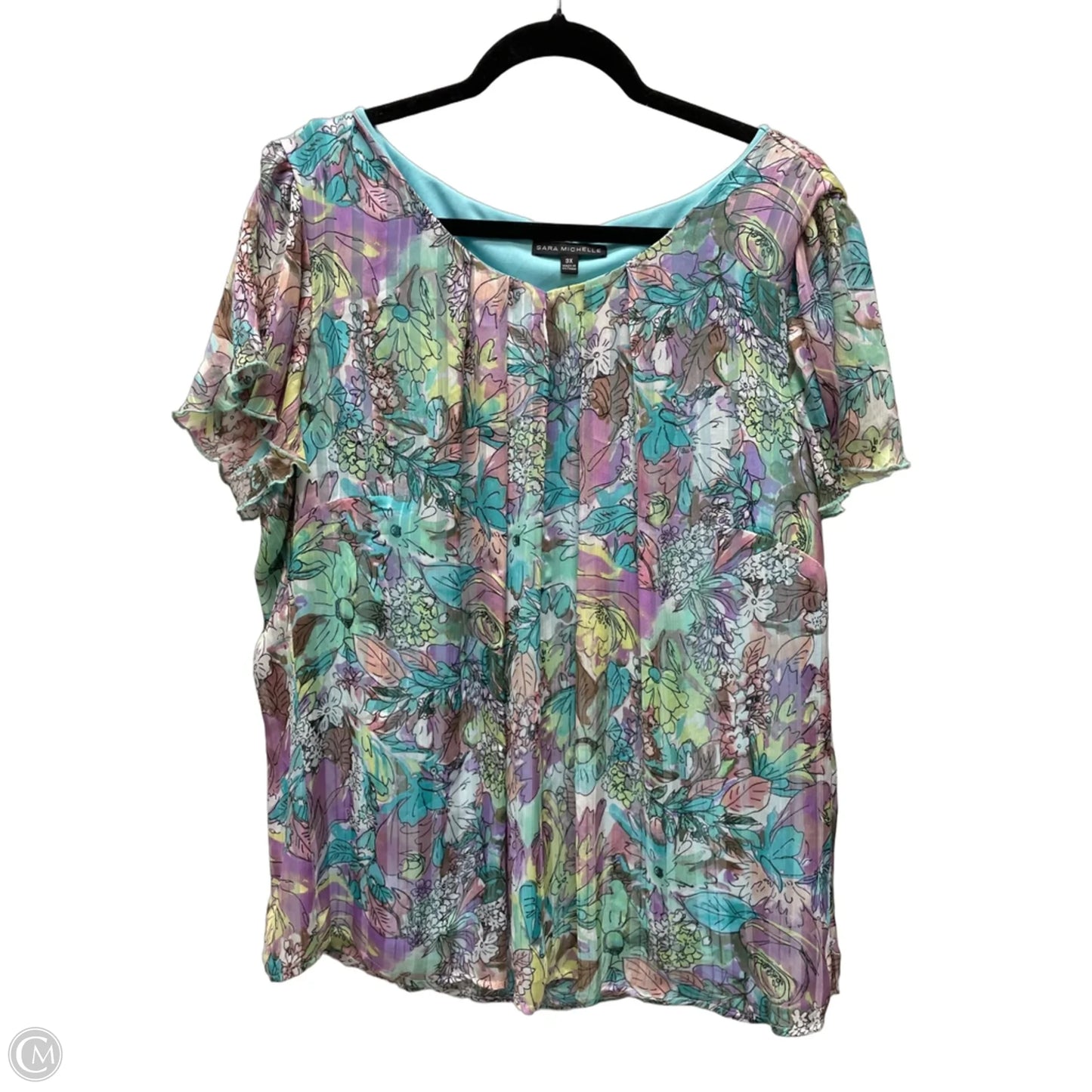 Top Short Sleeve By Sara Michelle In Pink & Purple, Size: 3x