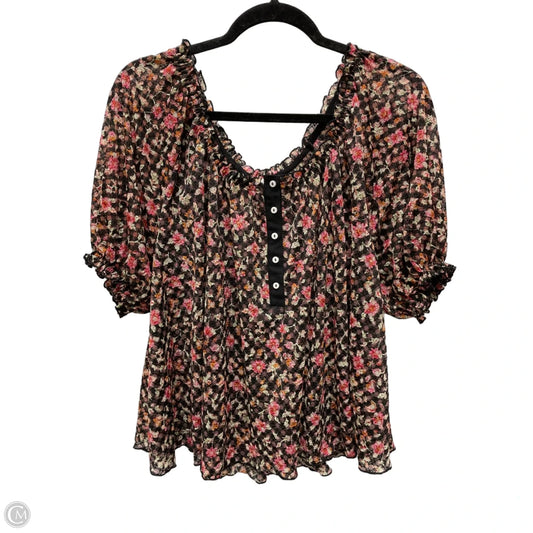 Top Short Sleeve By Free People In Floral Print, Size: M