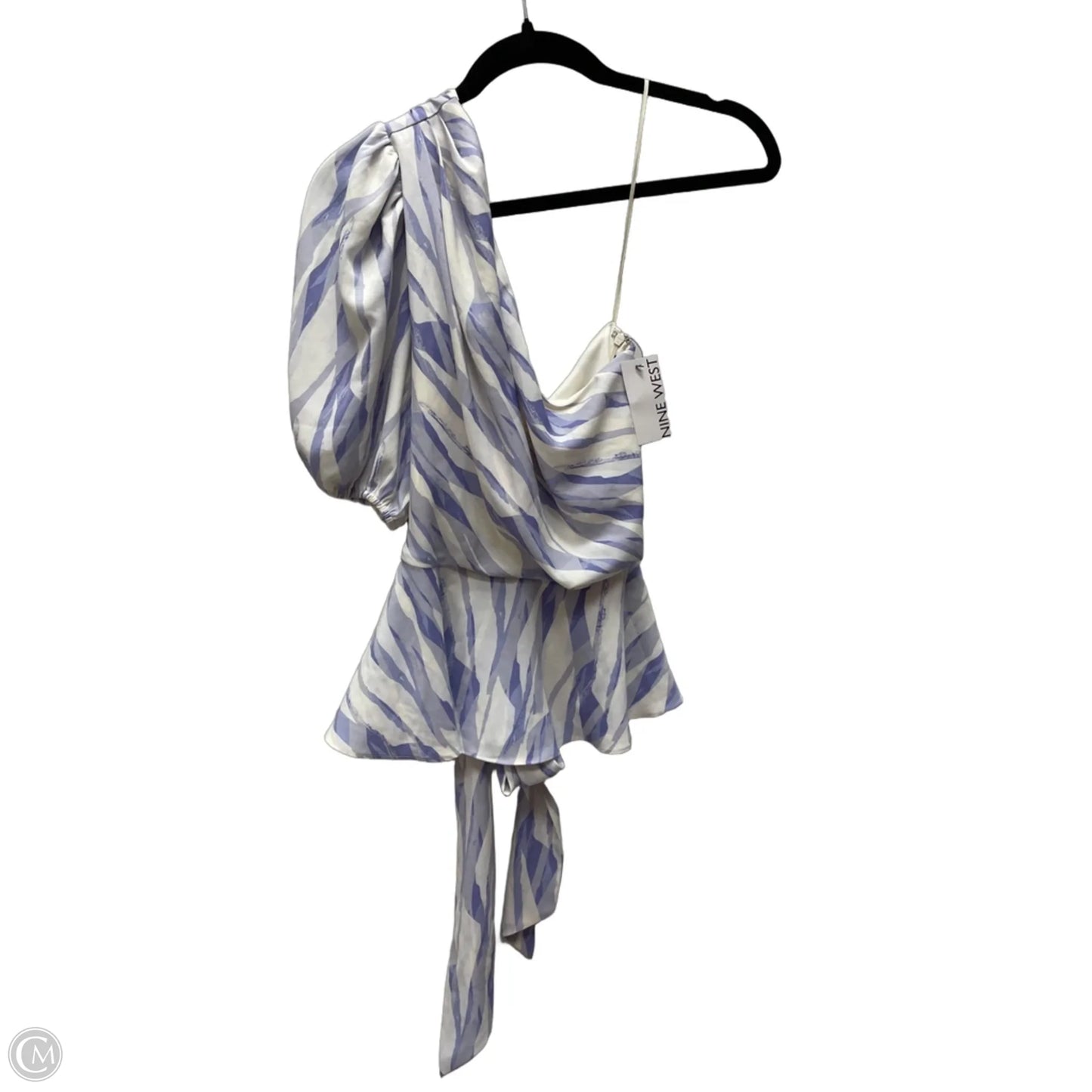 Top Sleeveless By Nine West Apparel In Blue & Cream, Size: L