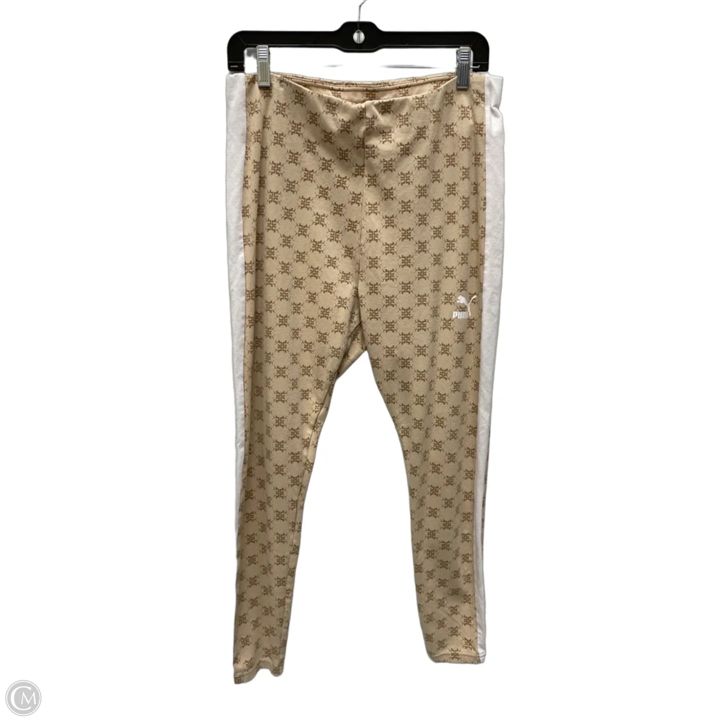 Athletic Leggings By Puma In Tan & White, Size: L