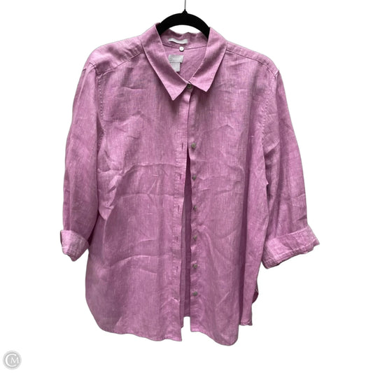 Top 3/4 Sleeve By Chicos In Purple, Size: Xl