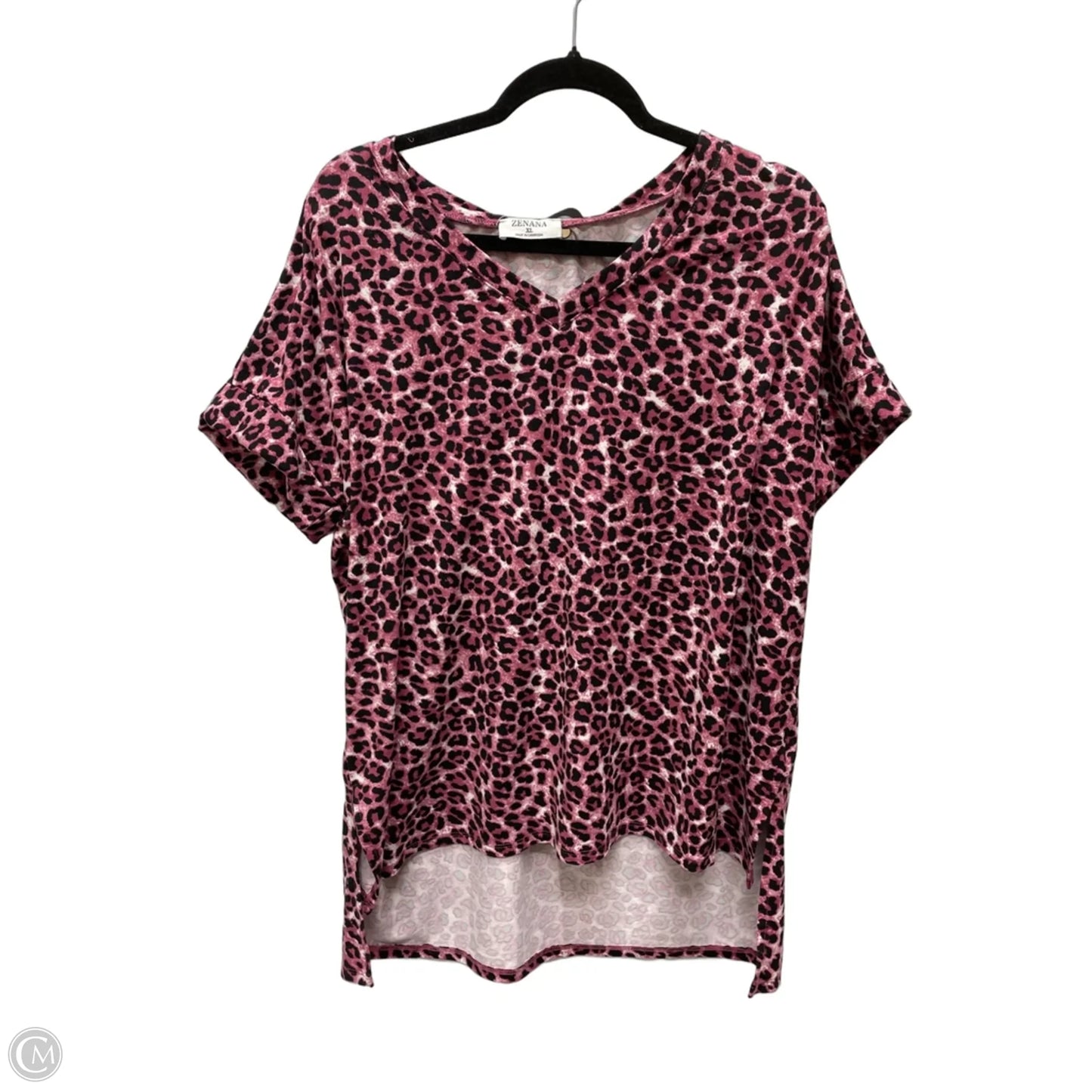 Top Short Sleeve By Zenana In Leopard Print, Size: Xl