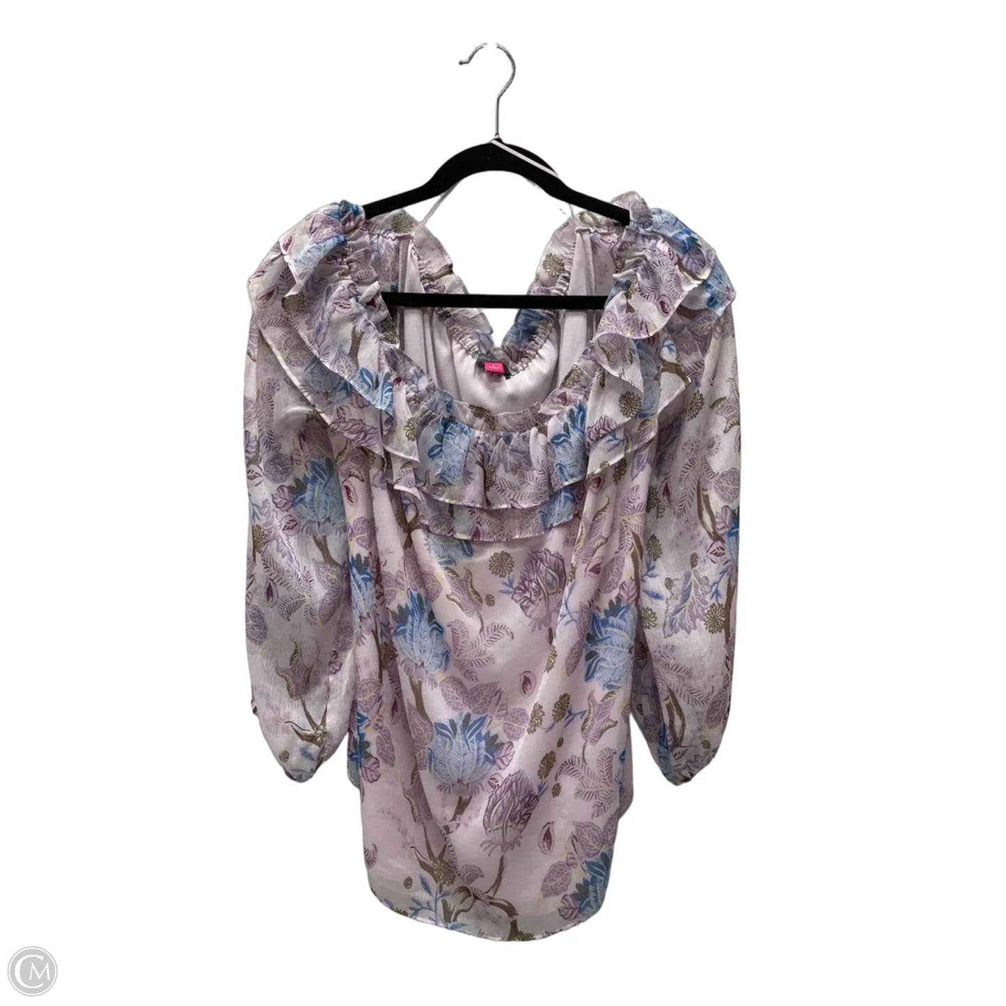 Blouse Long Sleeve By Vince Camuto In Floral Print, Size: L