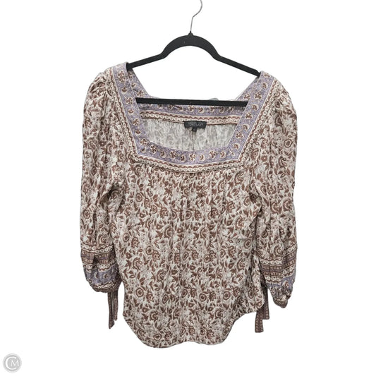Top 3/4 Sleeve By Rachel Zoe In Brown & Purple, Size: L