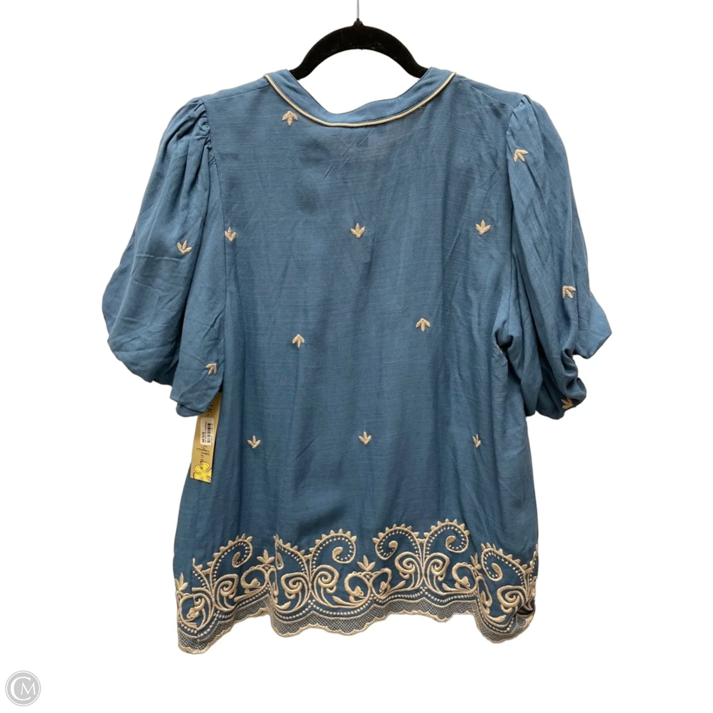 Top Short Sleeve By Figuero & Flower In Green & Tan, Size: M