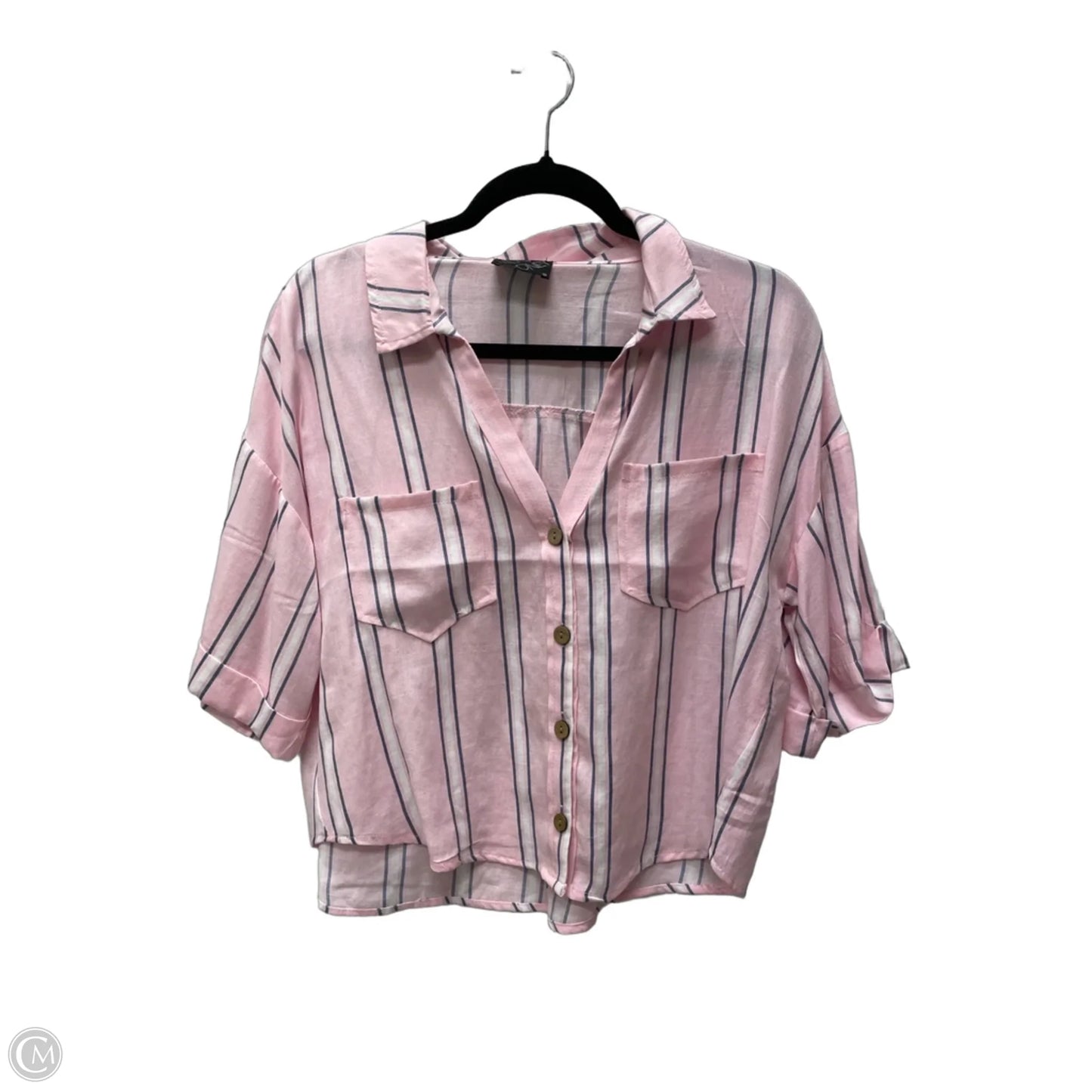 Top Short Sleeve By Milk & Honey In Striped Pattern, Size: M
