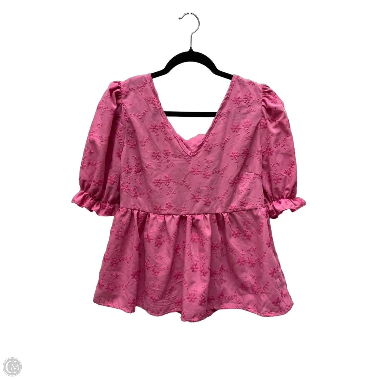 Top Short Sleeve By Shein In Pink, Size: L