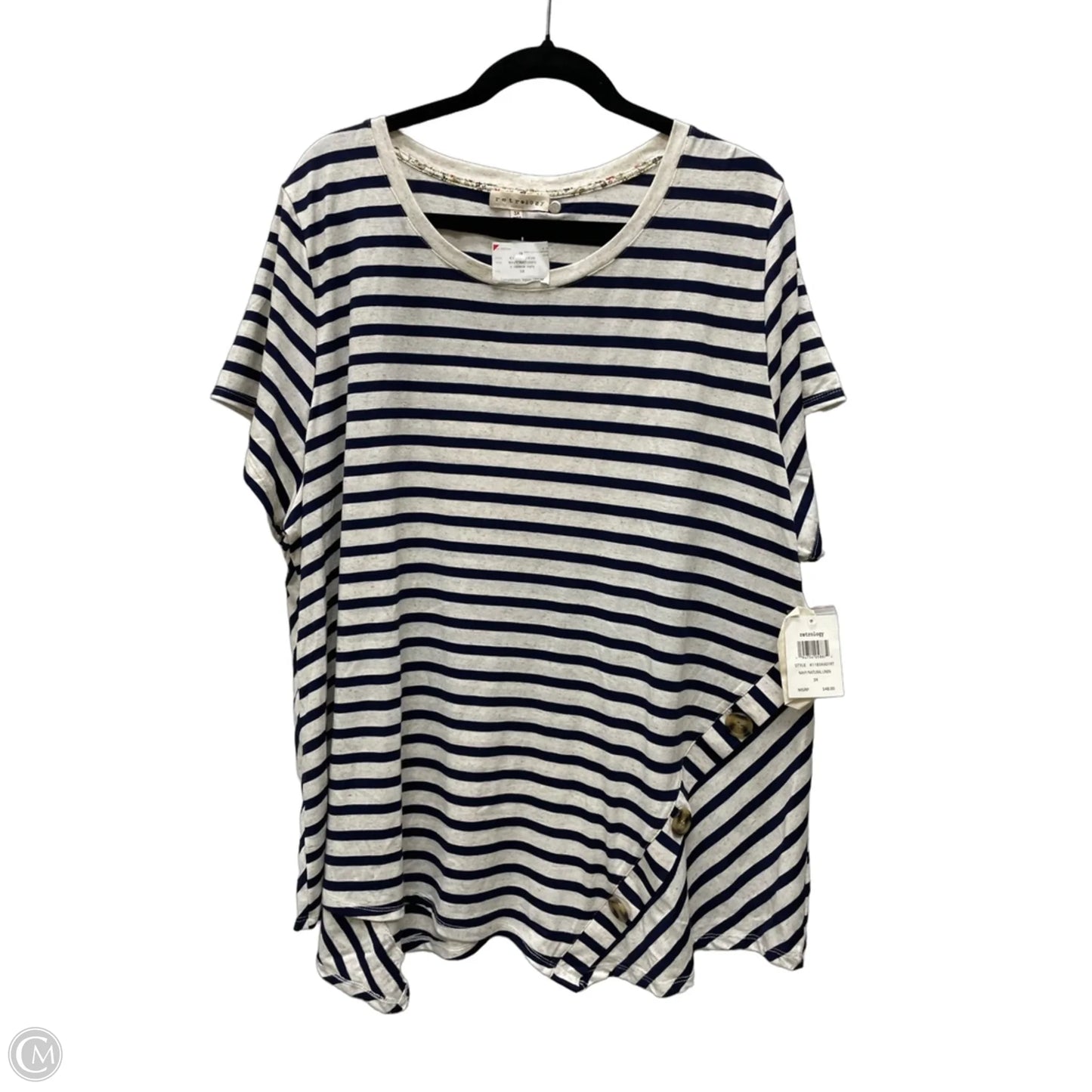 Top Short Sleeve By Retrology In Striped Pattern, Size: 3x