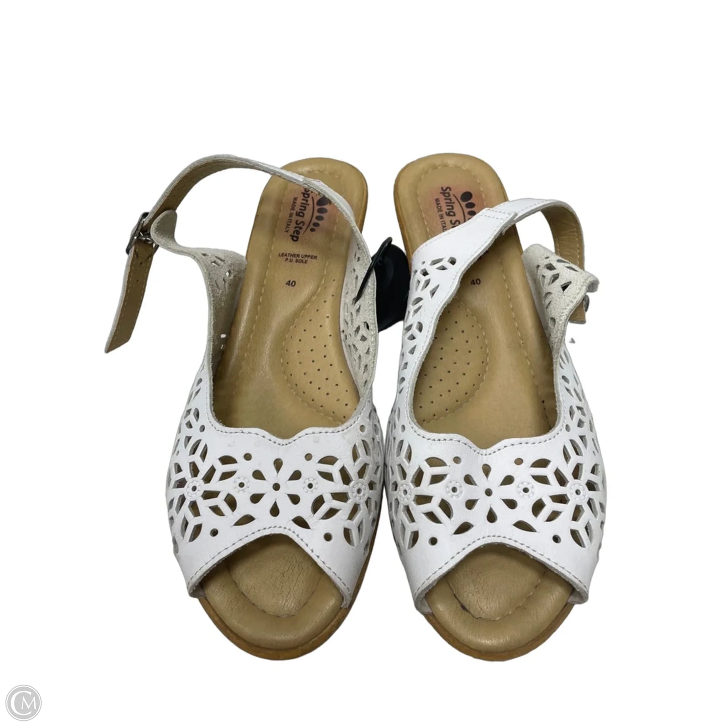 Sandals Heels Wedge By Spring Step In White, Size: 9.5