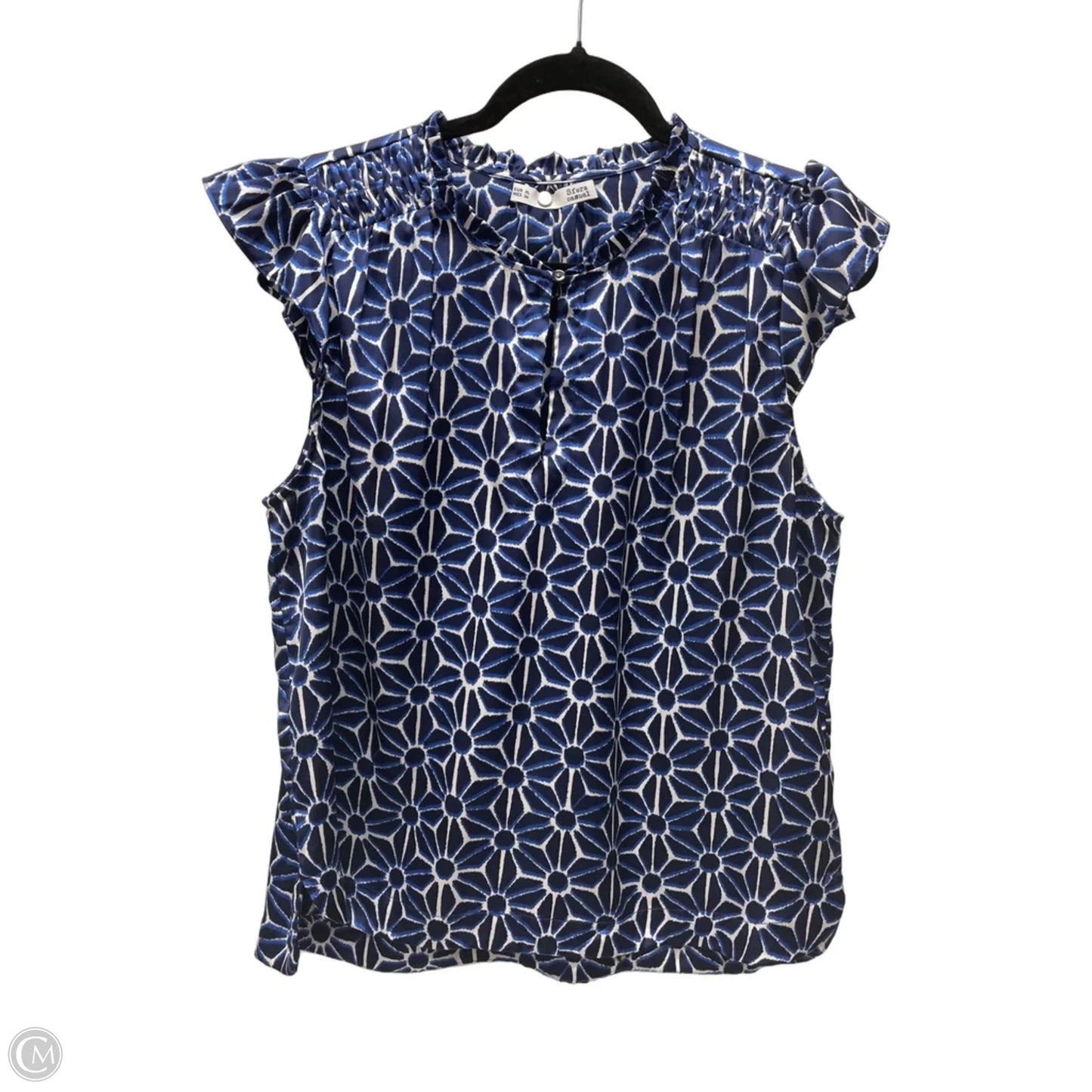 Top Short Sleeve By Clothes Mentor In Blue & White, Size: Xl