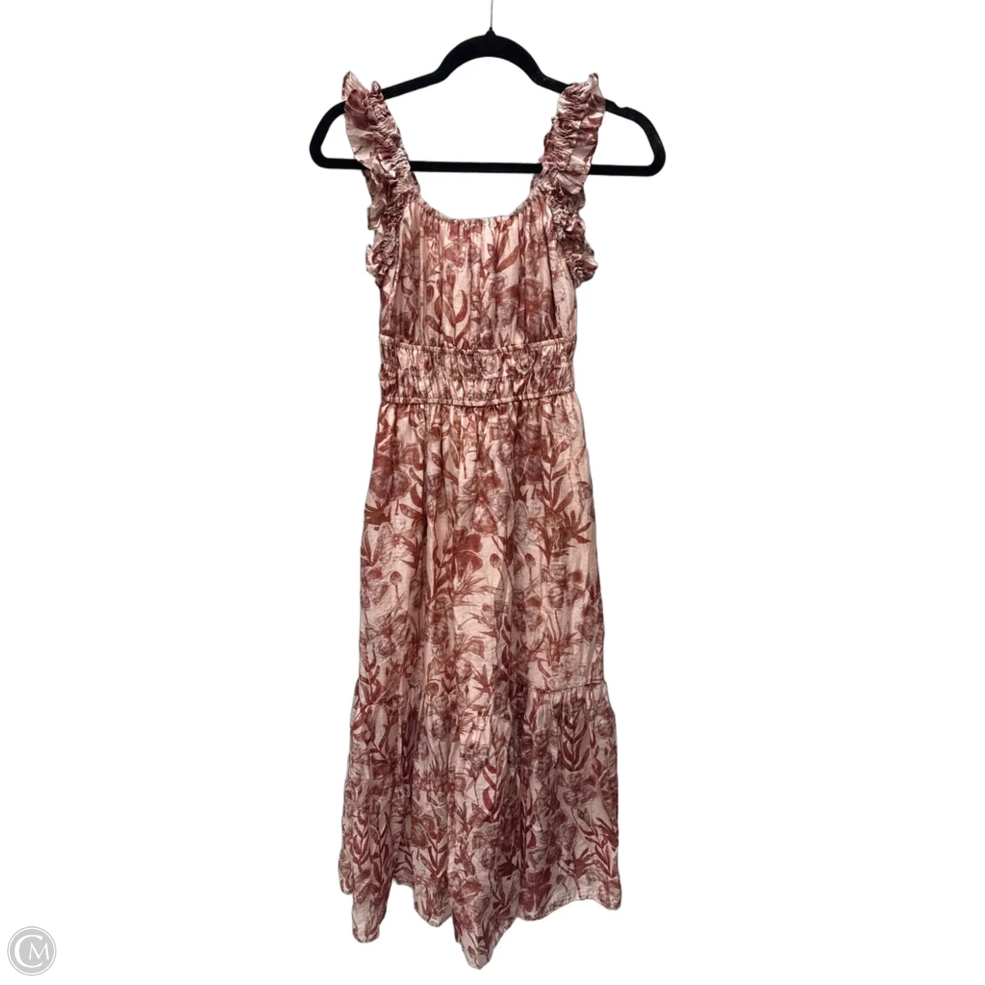 melloday dress Stripe Flutter-Sleeve Maxi In Ivory/ Rust Stripe - 72% Off 56 lengthPolyesterHand wash cold/hang to dry MELLODAY Jacquard Abstract Multi Tie-Front
