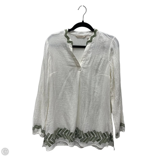 Top Long Sleeve By Soft Surroundings In Cream & Green, Size: S