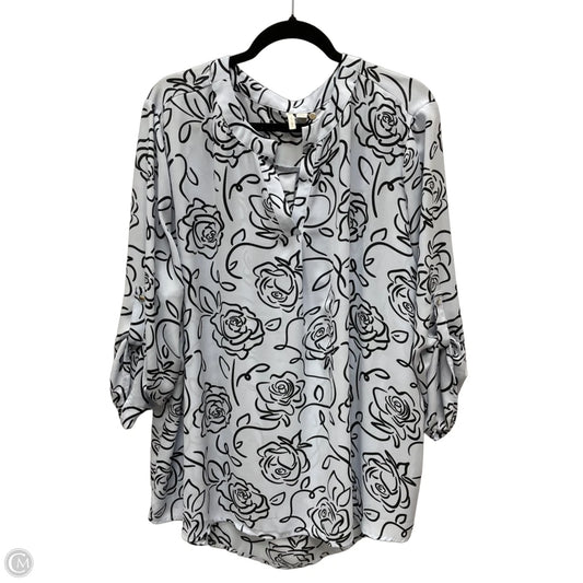 Top 3/4 Sleeve By Cato In Floral Print, Size: 3x