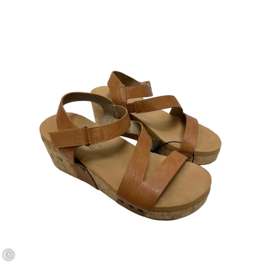 Sandals Heels Wedge By Corkys In Tan, Size: 9