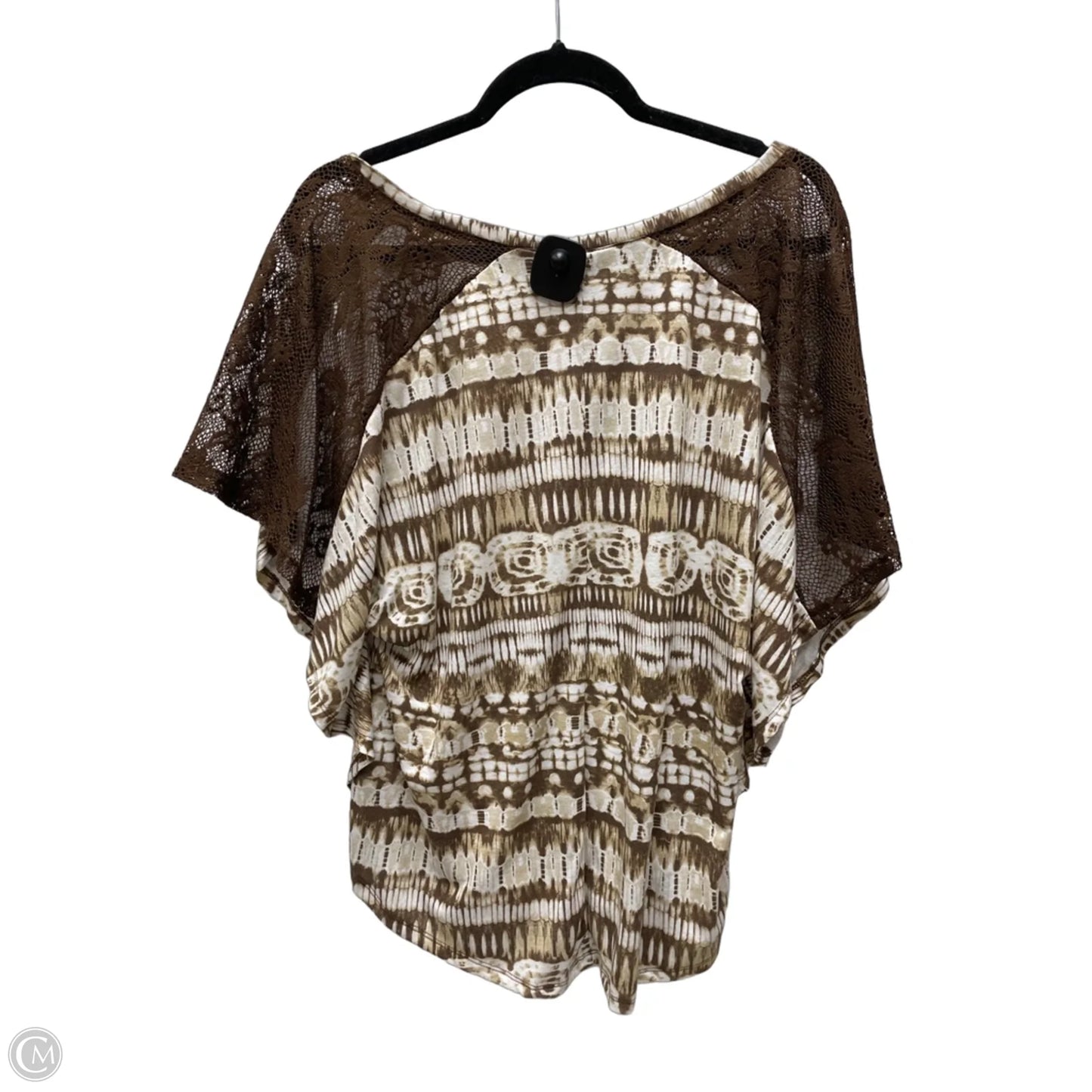 Top Short Sleeve By New Directions In Brown & Cream, Size: Xl