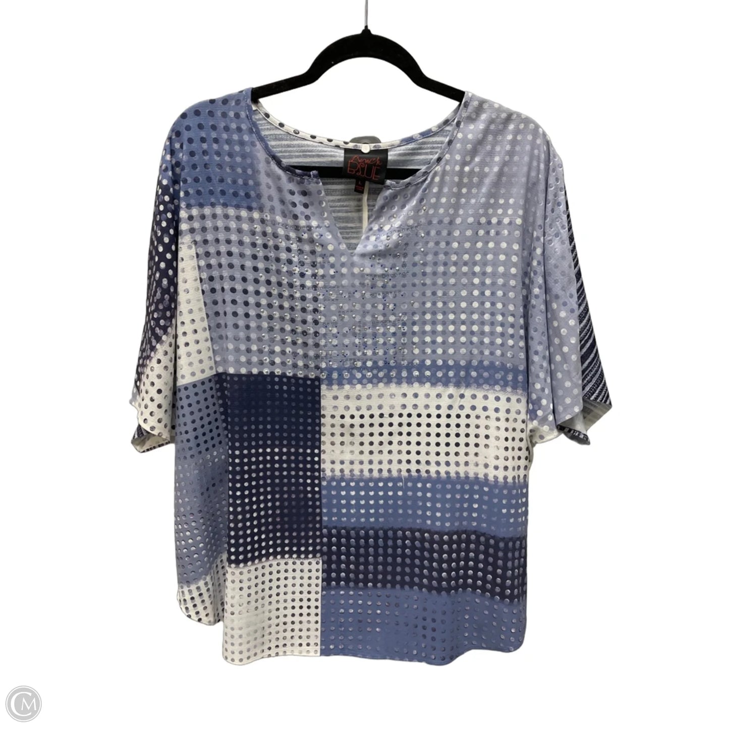 Top Short Sleeve By French Blue In Blue & White, Size: L