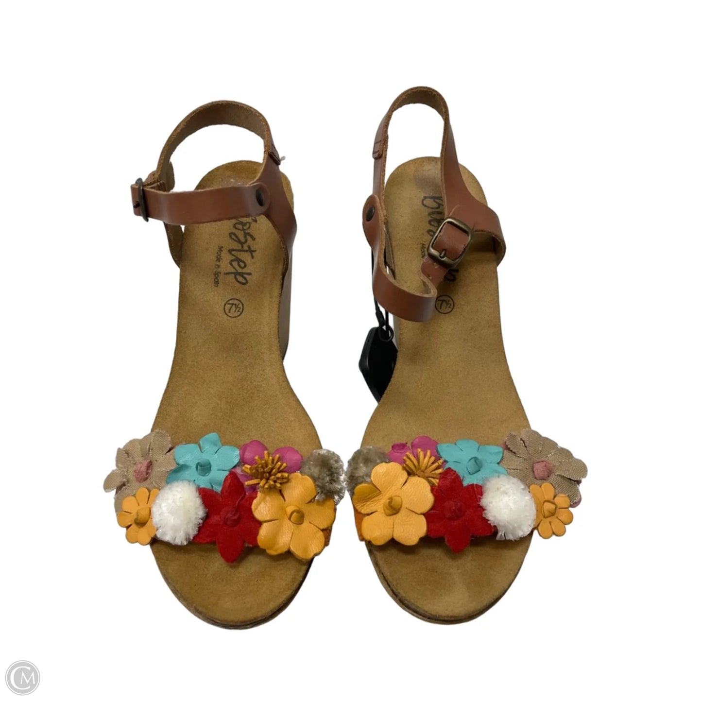 Sandals Heels Wedge By Bio Step In Tan, Size: 7.5