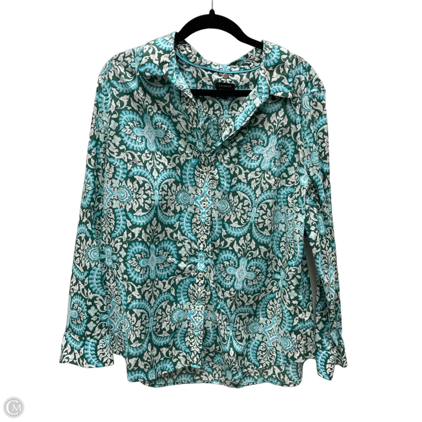 Top Long Sleeve By Talbots In Geometric Pattern, Size: Xl