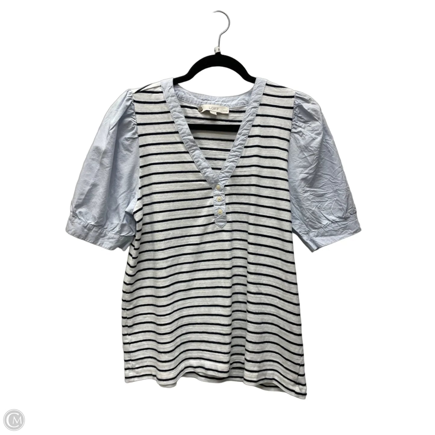 Top Short Sleeve By Loft In Striped Pattern, Size: Lp