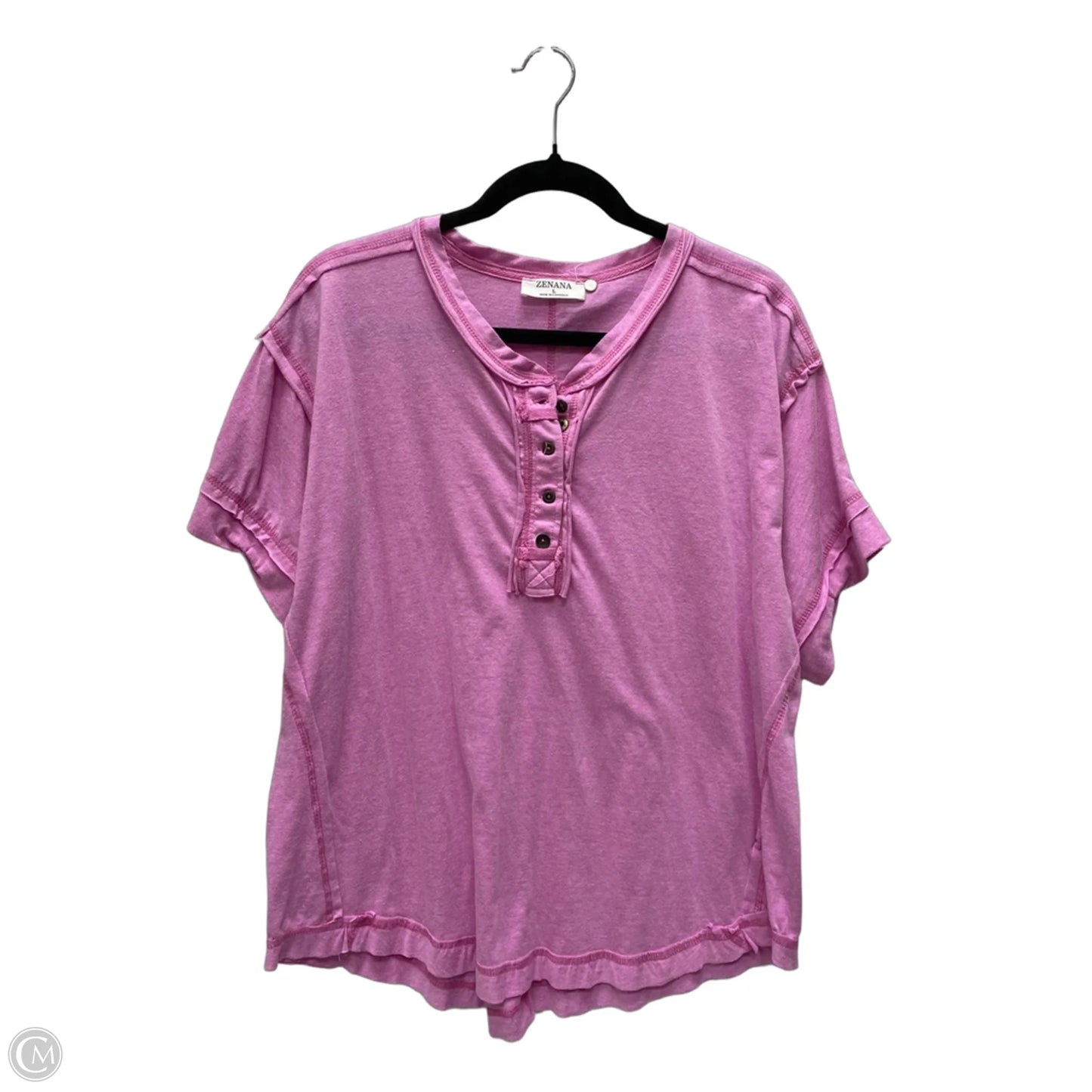 Top Short Sleeve By Zenana In Purple, Size: L