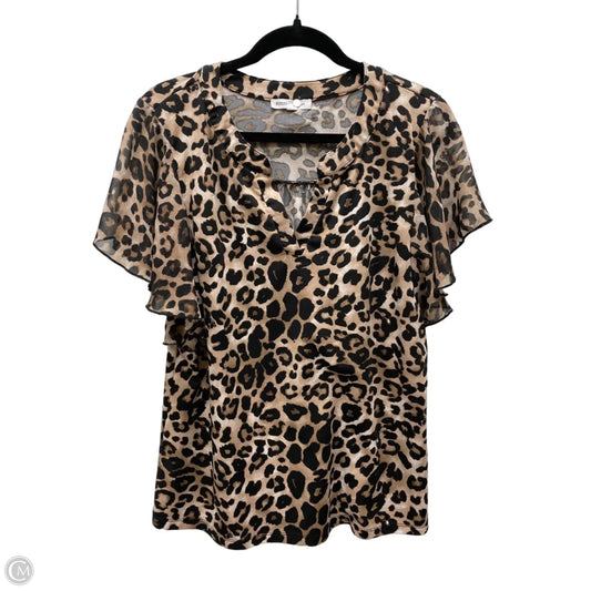 Top Short Sleeve By Perseption Concept In Animal Print, Size: L