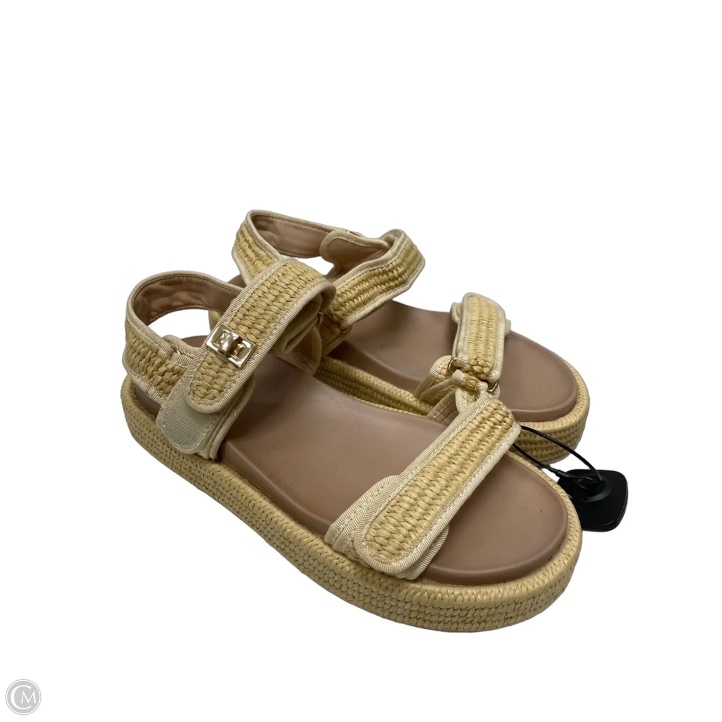 Sandals Heels Platform By Clothes Mentor In Tan, Size: 9