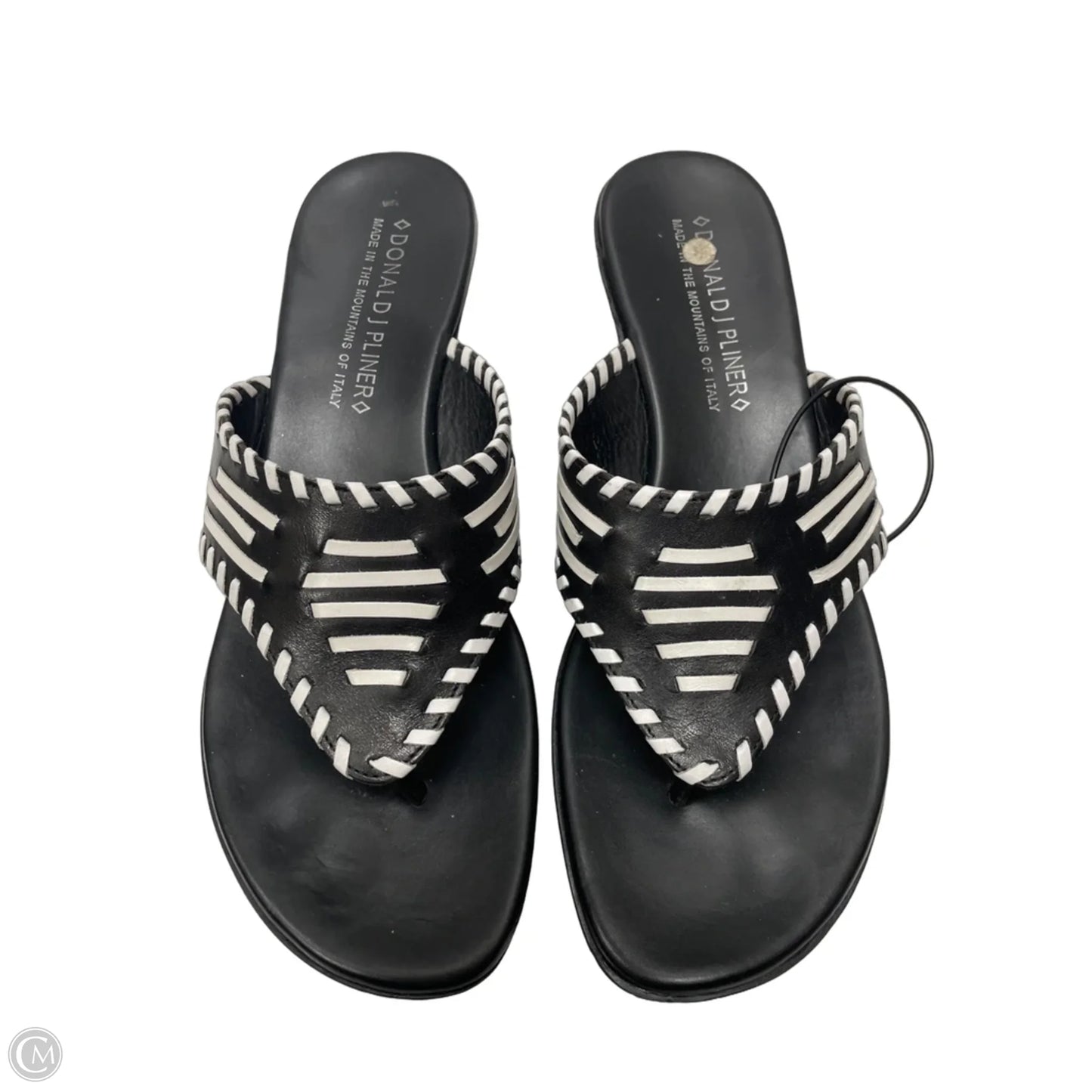 Sandals Heels Wedge By Donald Pliner In Black & White, Size: 9.5