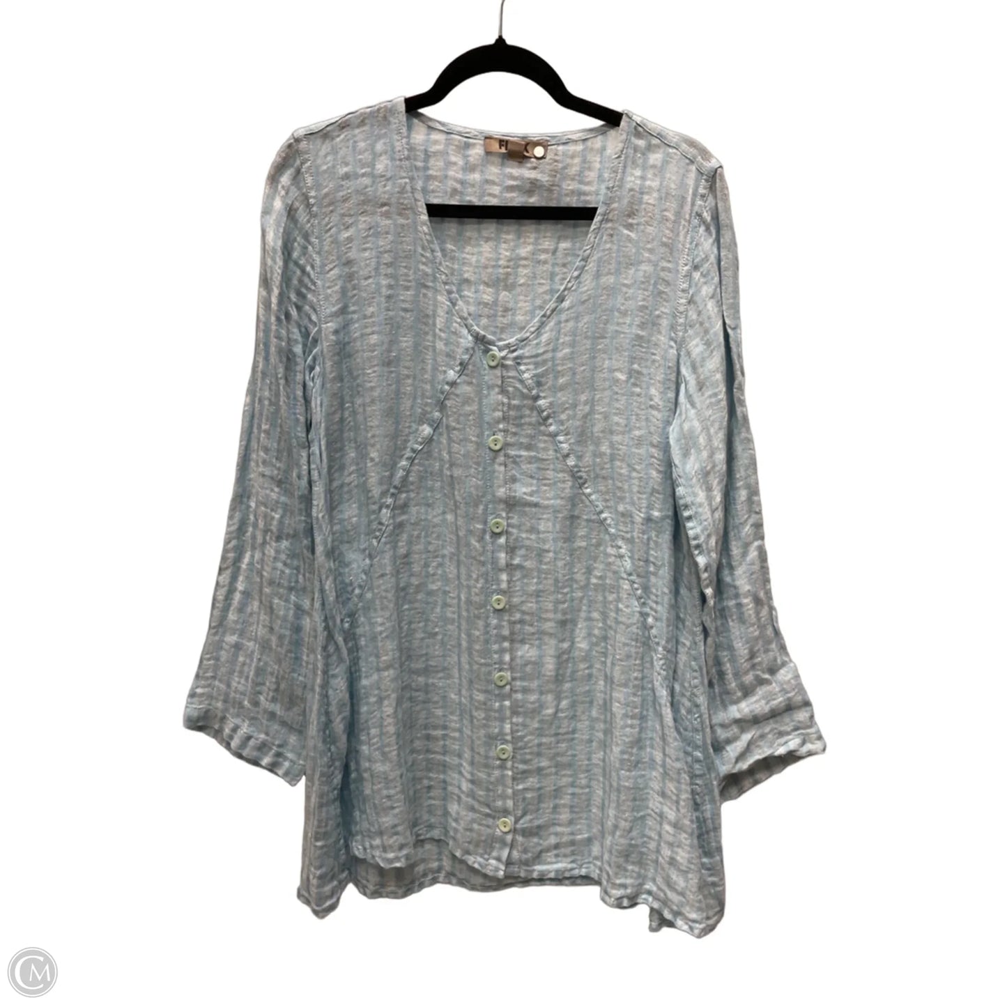 Tunic Long Sleeve By Flax In Aqua, Size: S