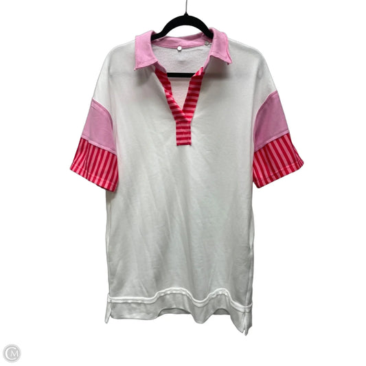 Dress Casual Short By Clothes Mentor In Pink & White, Size: S
