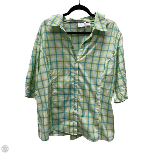 Top Short Sleeve By Riders In Plaid Pattern, Size: 2x