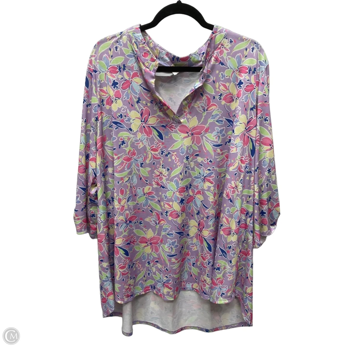 Top Long Sleeve By Honeyme In Floral Print, Size: 3x