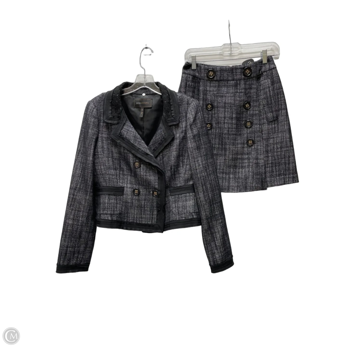 Skirt Set 2pc By Bcbgmaxazria In Black & Grey, Size: M